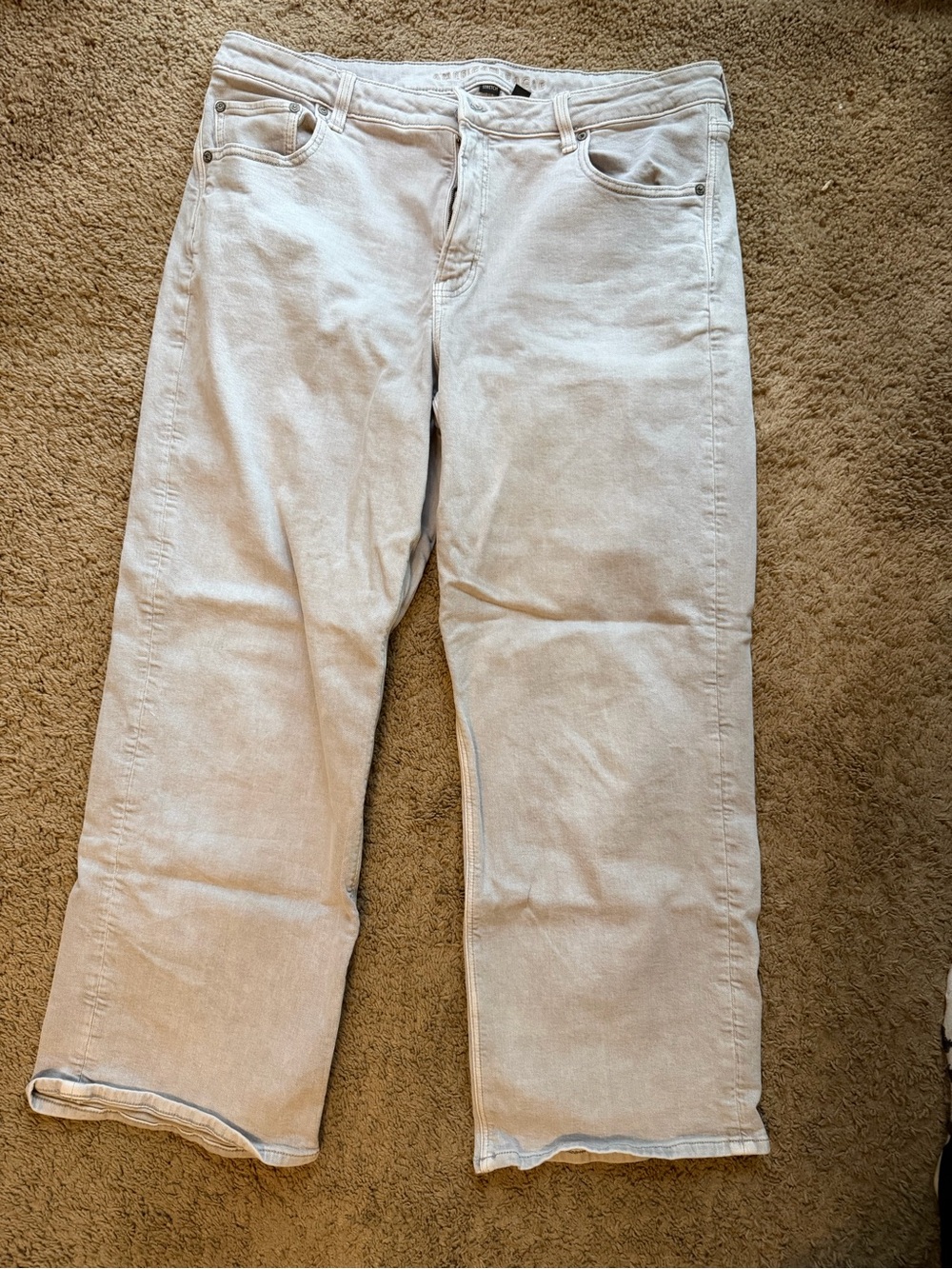 American Eagle Outfitters Light Grey Straight-Leg Jeans